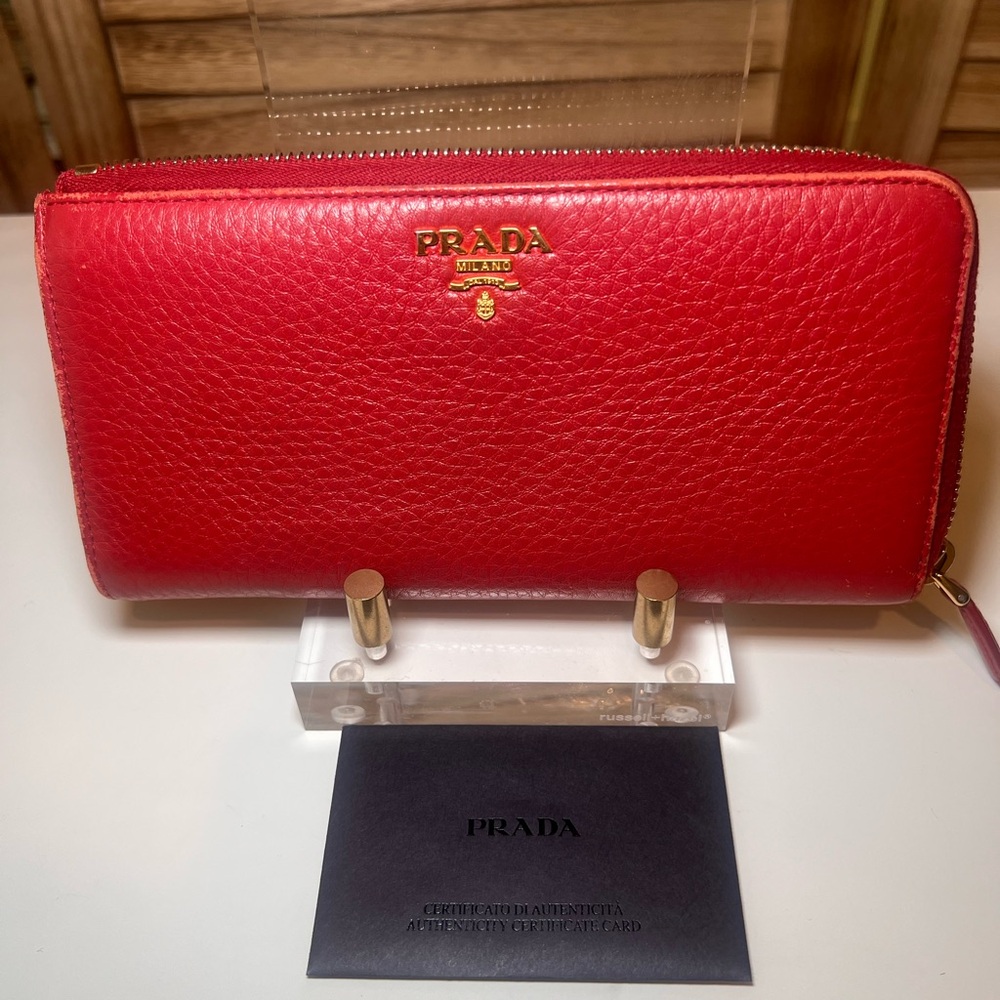 Prada Scarlet Leather Zip Wallet - Picture 2 of 16